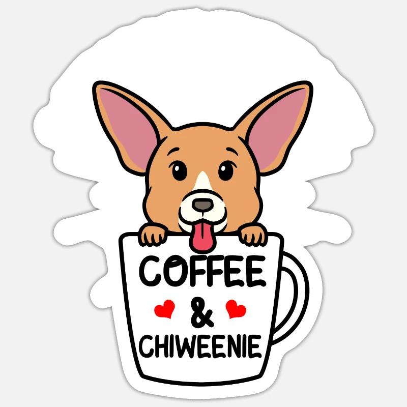 Chiweenie Chien - Sticker taille S (10 x 10 cm) - blanc mat