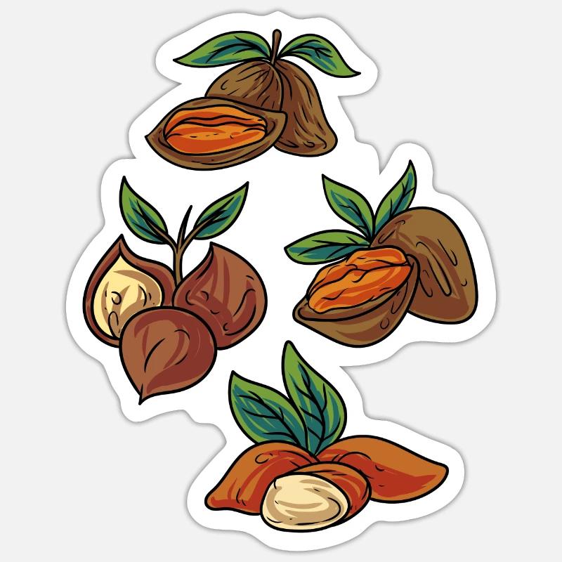Pecans Almonds Chestnuts Nuts - Sticker size S (10 x 10 cm) - white matte