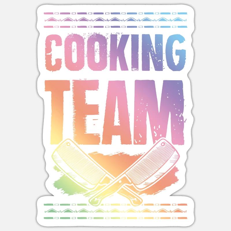 cooking team - Sticker Größe S (10 x 10 cm) - Mattweiß