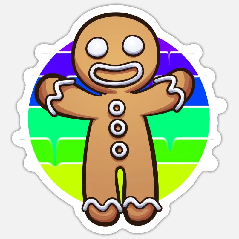 Gingerbread Man Coucher de soleil - Sticker taille S (10 x 10 cm) - blanc mat