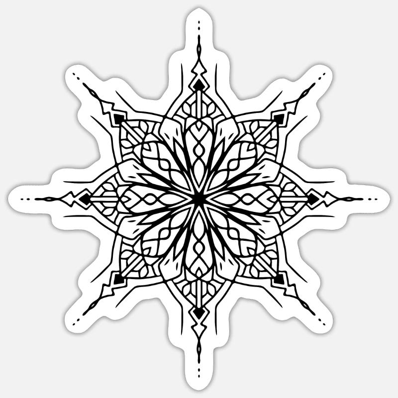 Fleurs Mandala - Sticker taille S (10 x 10 cm) - blanc mat