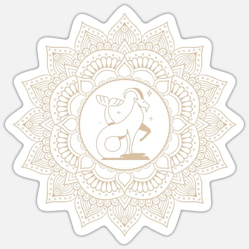Steinbock sternzeichen Mandala - Sticker Größe S (10 x 10 cm) - Mattweiß