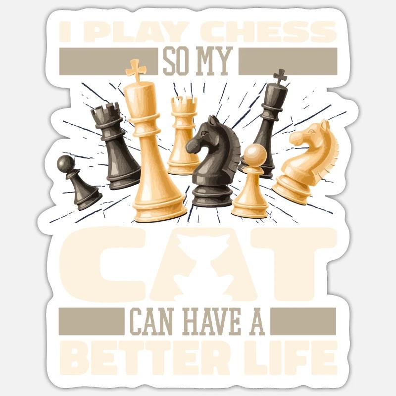 Chat d’échecs Sticker taille S (10 x 10 cm)