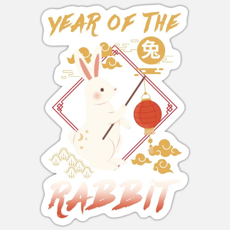 Ratte Chinesisches Sternzeichen - Sticker Größe S (10 x 10 cm) - Mattweiß