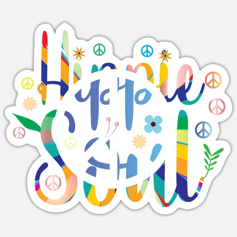 Âme hippie - Sticker taille S (10 x 10 cm) - blanc mat