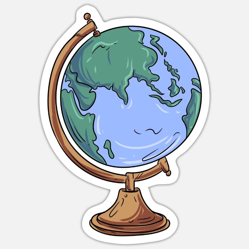 Géographie du globe - Sticker taille S (10 x 10 cm) - blanc mat