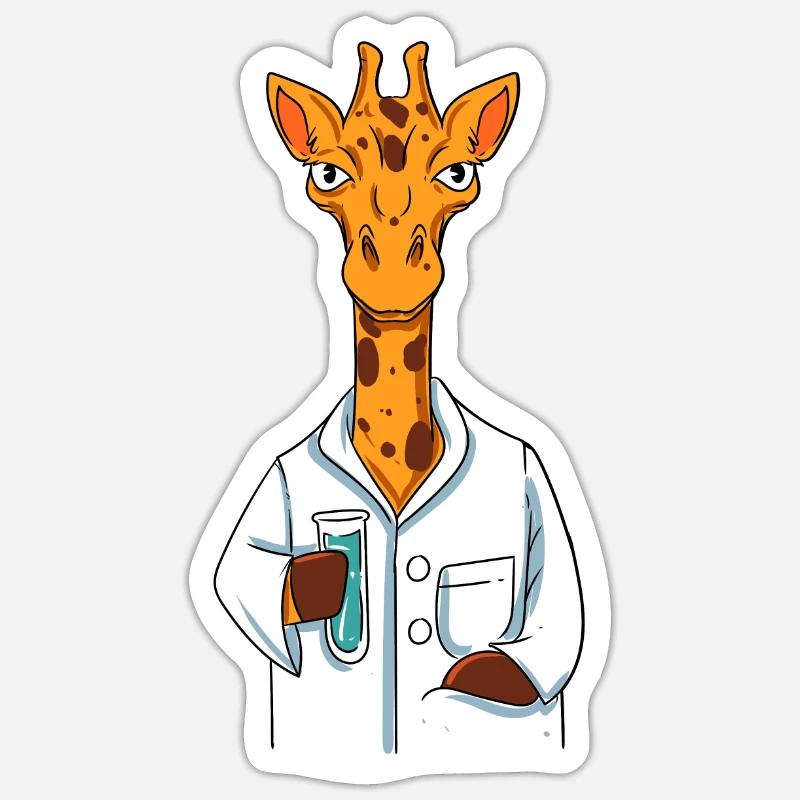 Giraffe Scientist - Sticker size S (10 x 10 cm) - white matte