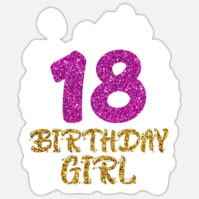 18 Jahre Mädchen 18. Geburtstag - Sticker Größe S (10 x 10 cm) - Mattweiß