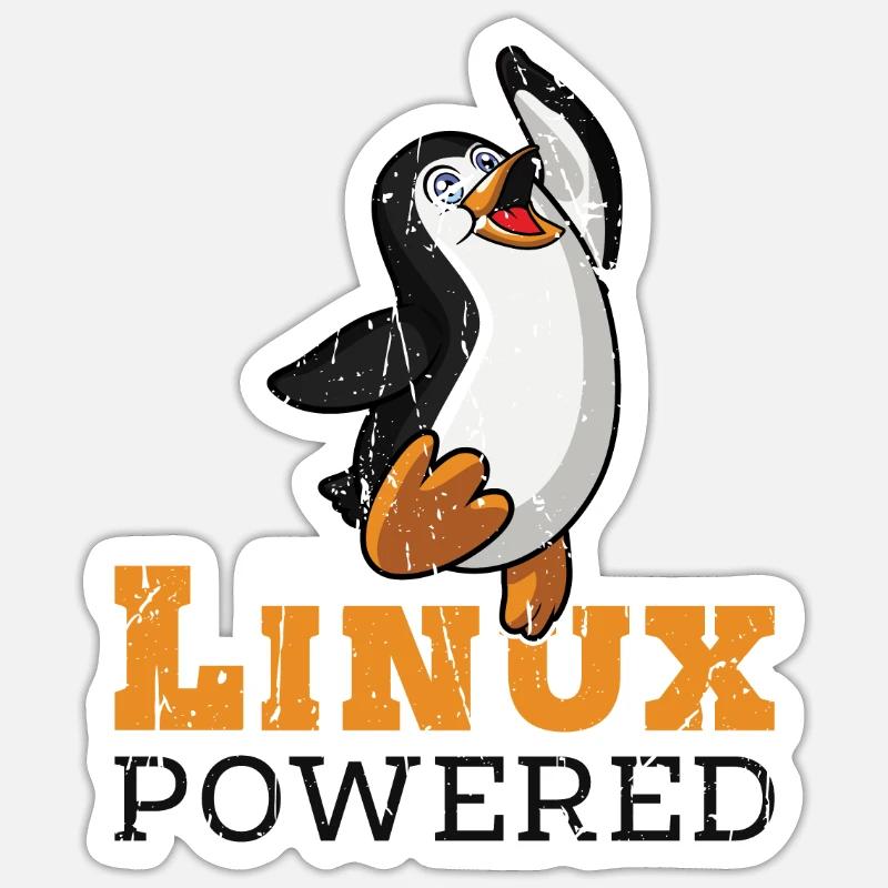 Linux Powered - linux - Sticker taille S (10 x 10 cm) - blanc mat