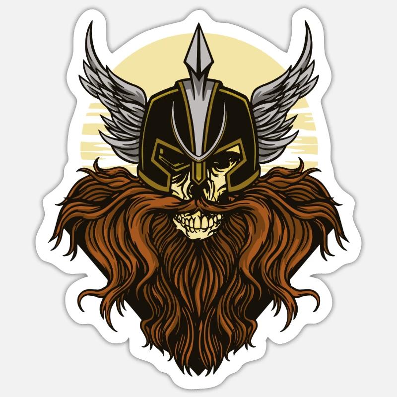 Vollbart Wikingerhelm Vollbart Wikingerhelm Zitat - Sticker Größe S (10 x 10 cm) - Mattweiß