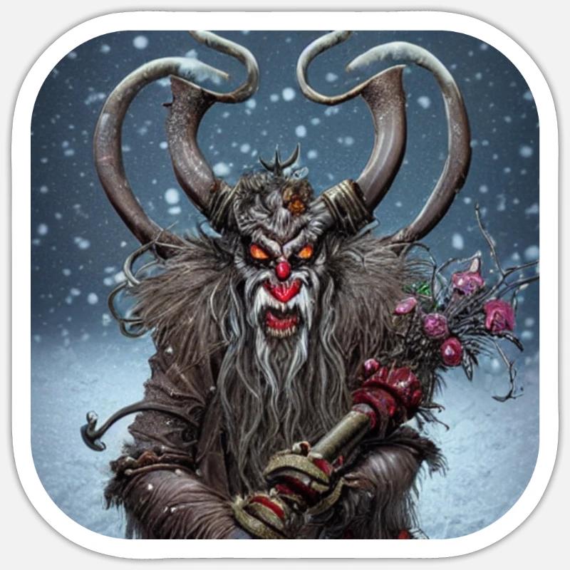 Krampus - Sticker formato S (10 x 10 cm) - bianco opaco