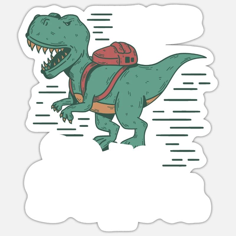 T-Rex Dinosaurier Schule - Sticker Größe S (10 x 10 cm) - Mattweiß