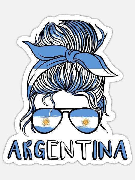 Argentinien Argentinische Mädchen Fußball Geschenk Flagge - Sticker Größe S (10 x 10 cm) - Mattweiß