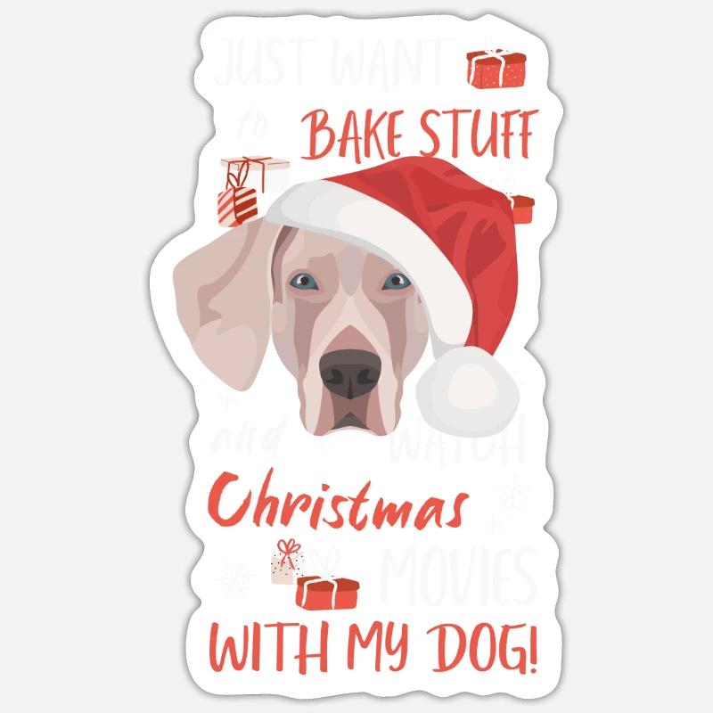 Joyeux Noël Weimaraner - Sticker taille S (10 x 10 cm) - blanc mat