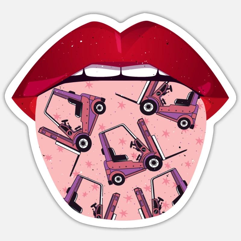 Forklift Forklift Driver Lips Sticker size S (10 x 10 cm)
