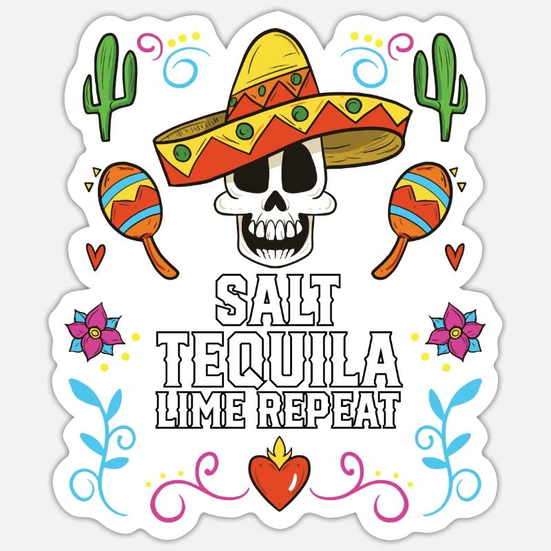 Salt Tequila Lime Repeat Alcoholic Tequila Drinker Sticker Größe S (10 x 10 cm)