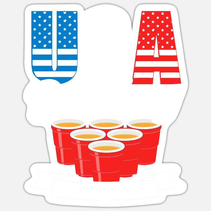 Usa Drinking Team - Sticker taille S (10 x 10 cm) - blanc mat