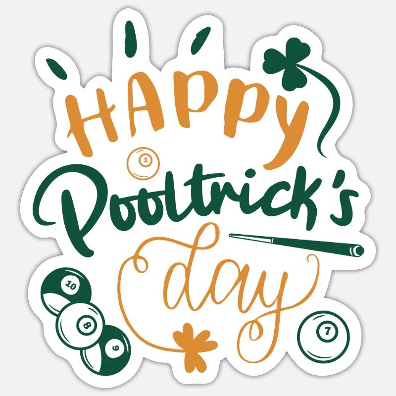 Billard St. Patrick - Sticker taille S (10 x 10 cm) - blanc mat
