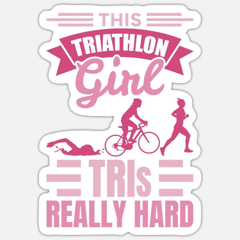 Triathletenmädchen - Sticker Größe S (10 x 10 cm) - Mattweiß
