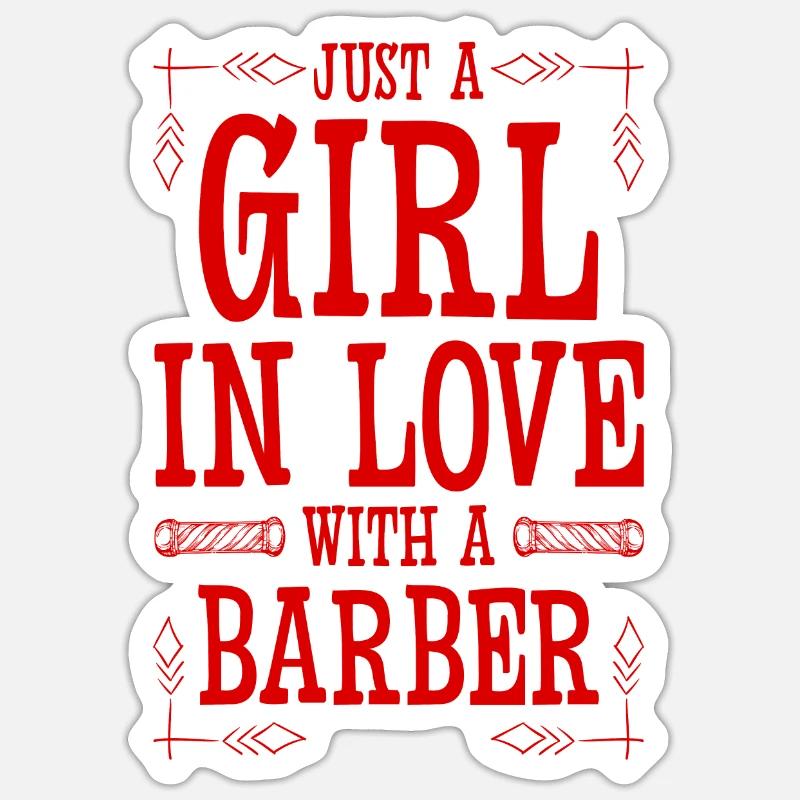 Fille amoureuse d’un coiffeur - Sticker taille S (10 x 10 cm) - blanc mat