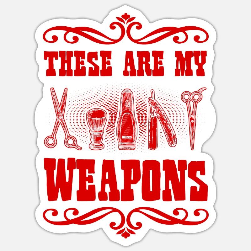 Armes de barbier - Sticker taille S (10 x 10 cm) - blanc mat