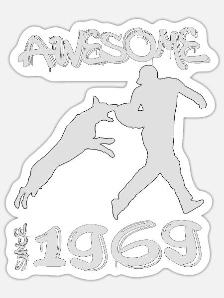 Awesome since 1969. Agility, Hundetraining - Sticker Größe S (10 x 10 cm) - Mattweiß