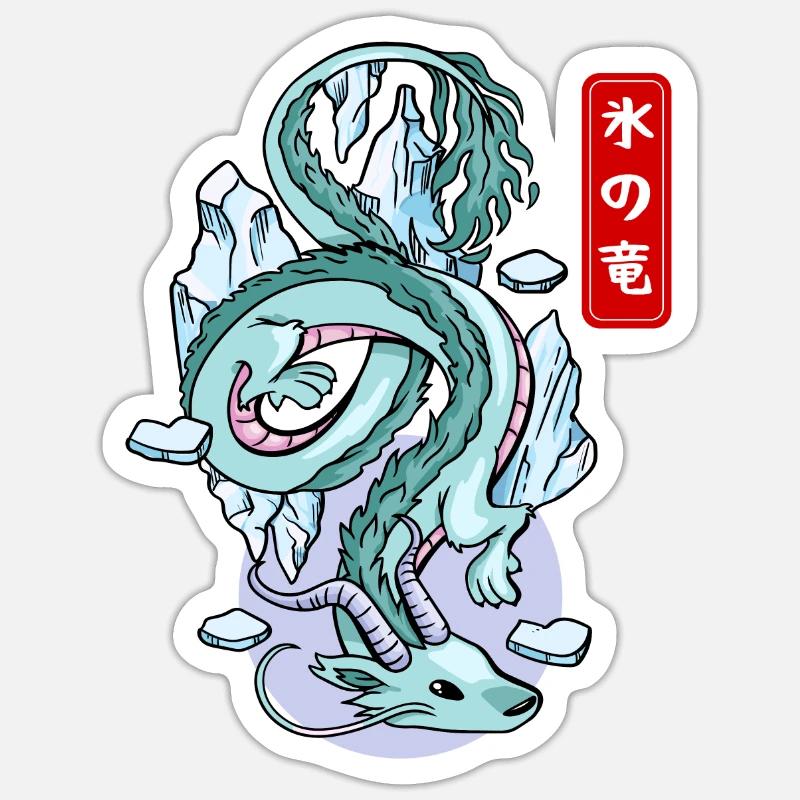 Japanischer Eisdrache Elementarer Mythos - Sticker Größe S (10 x 10 cm) - Mattweiß
