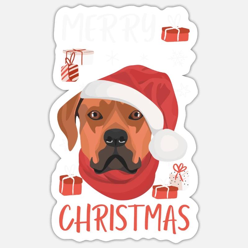 Rhodesian Ridgeback Joyeux Noël - Sticker taille S (10 x 10 cm) - blanc mat