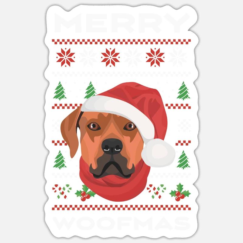 Rhodesian Ridgeback Joyeux Noël - Sticker taille S (10 x 10 cm) - blanc mat