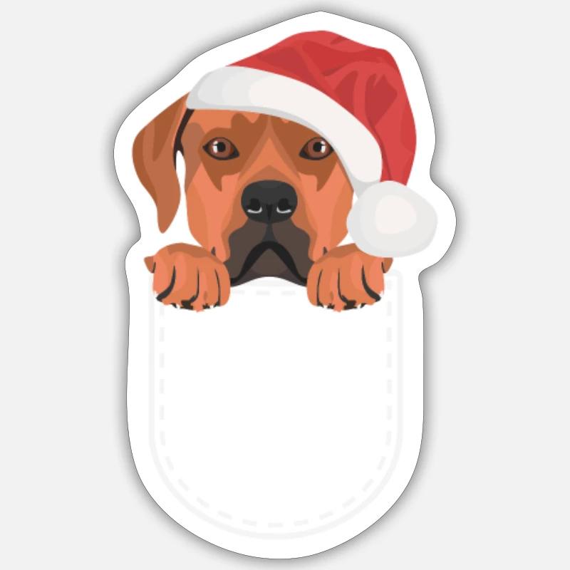 Rhodesian Ridgeback Joyeux Noël - Sticker taille S (10 x 10 cm) - blanc mat