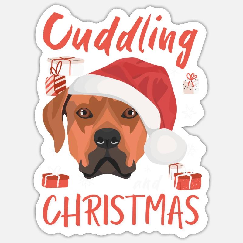Rhodesian Ridgeback Joyeux Noël - Sticker taille S (10 x 10 cm) - blanc mat