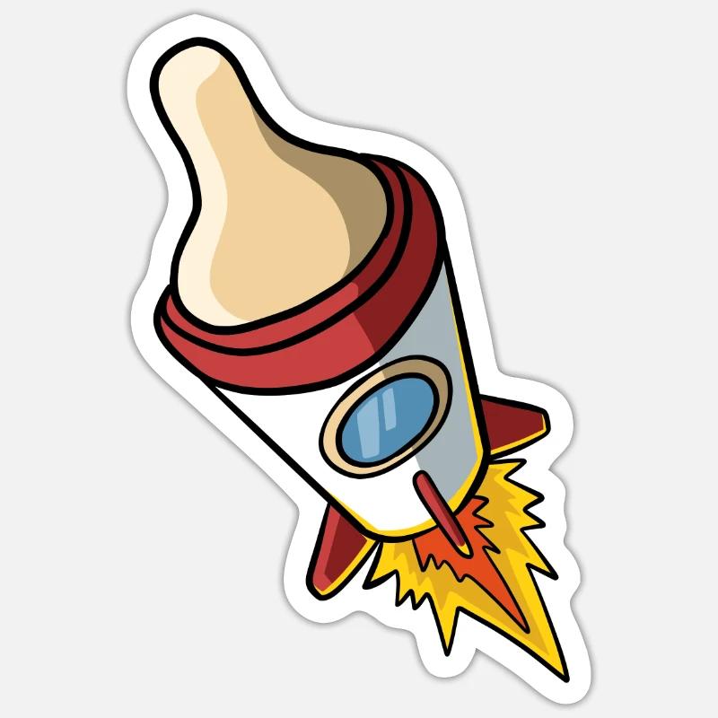 Baby Bottle Rocket - Sticker taille S (10 x 10 cm) - blanc mat