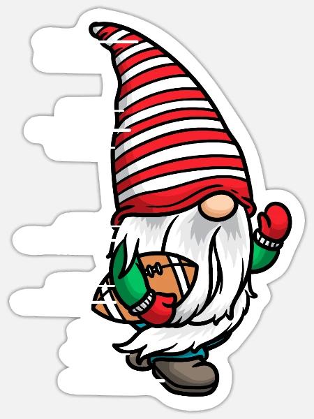 Weihnachtszwerg Weihnachten Wichtel Football - Sticker Größe S (10 x 10 cm) - Mattweiß