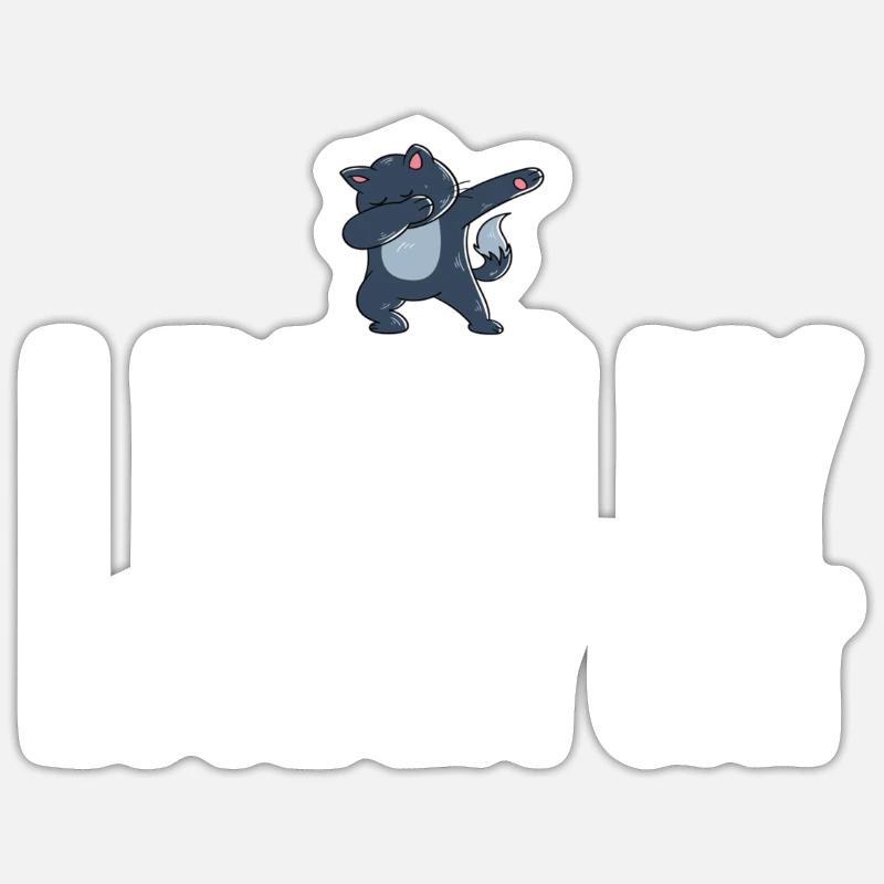 Dabbing Cat Funny Cat - Sticker taille S (10 x 10 cm) - blanc mat