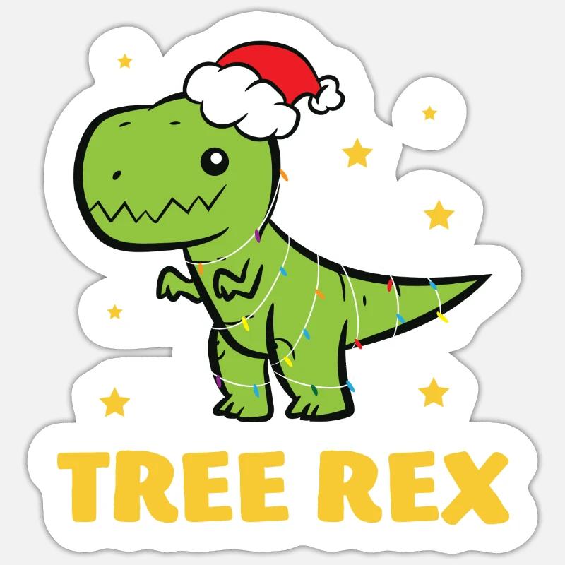 T-Rex - Arbre Rex String Light Star Chapeau de Noël Sticker taille S (10 x 10 cm)
