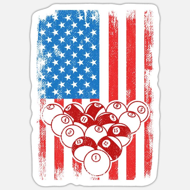 4. Juli Billard - Sticker Größe S (10 x 10 cm) - Mattweiß