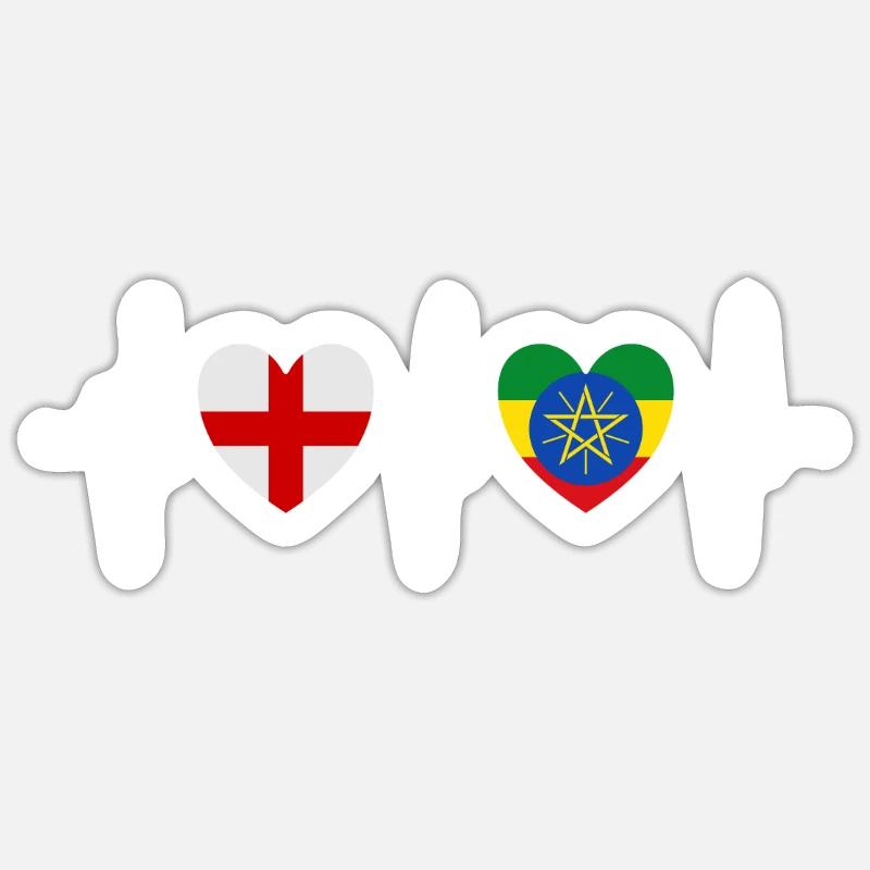 Angleterre et Éthiopie Drapeau éthiopien Drapeaux Sticker taille S (10 x 10 cm)
