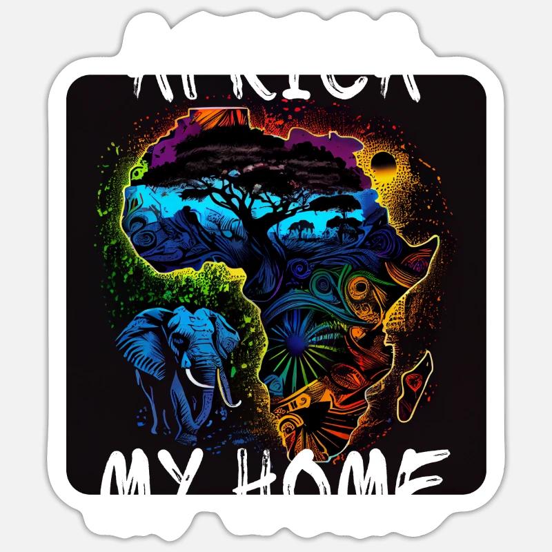 L’Afrique, ma maison 4 - Sticker taille S (10 x 10 cm) - blanc mat