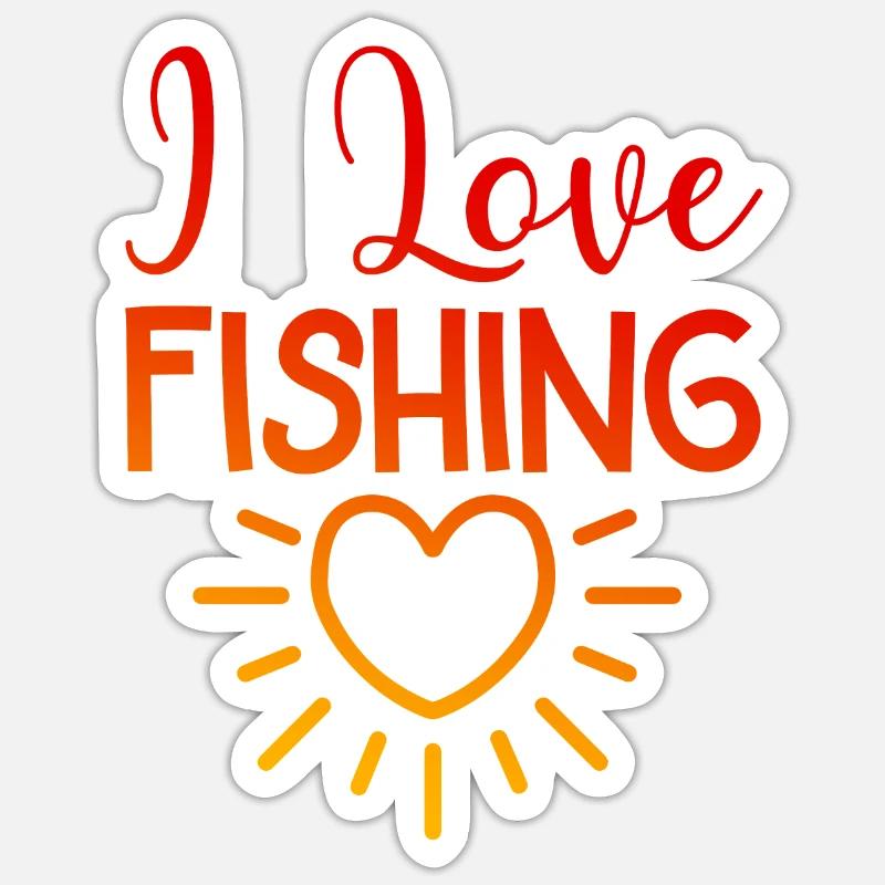 J’adore pêcher - Sticker taille S (10 x 10 cm) - blanc mat