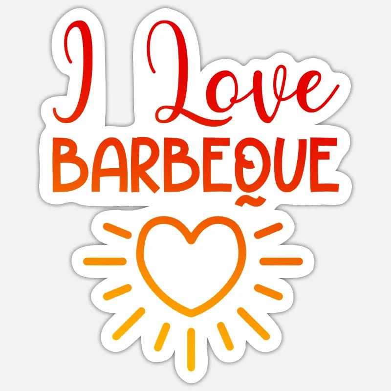 J’adore le barbecue - Sticker taille S (10 x 10 cm) - blanc mat
