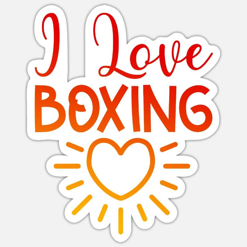 J’adore la boxe - Sticker taille S (10 x 10 cm) - blanc mat
