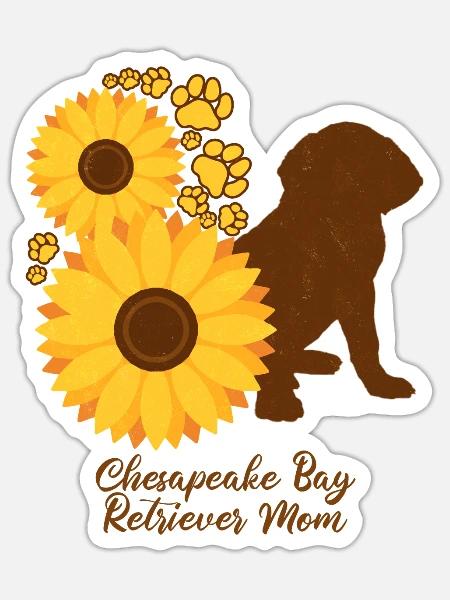 Sonnenblumenmutter - Chesapeake Bay Retriever - Sticker Größe S (10 x 10 cm) - Mattweiß