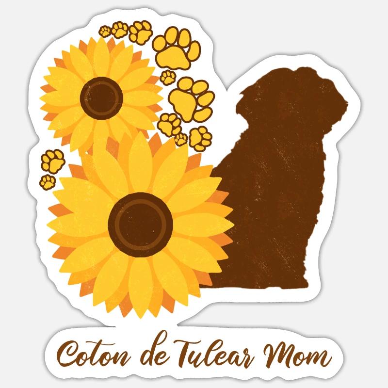 Sonnenblumenmutter - Coton De Tulear - Sticker Größe S (10 x 10 cm) - Mattweiß