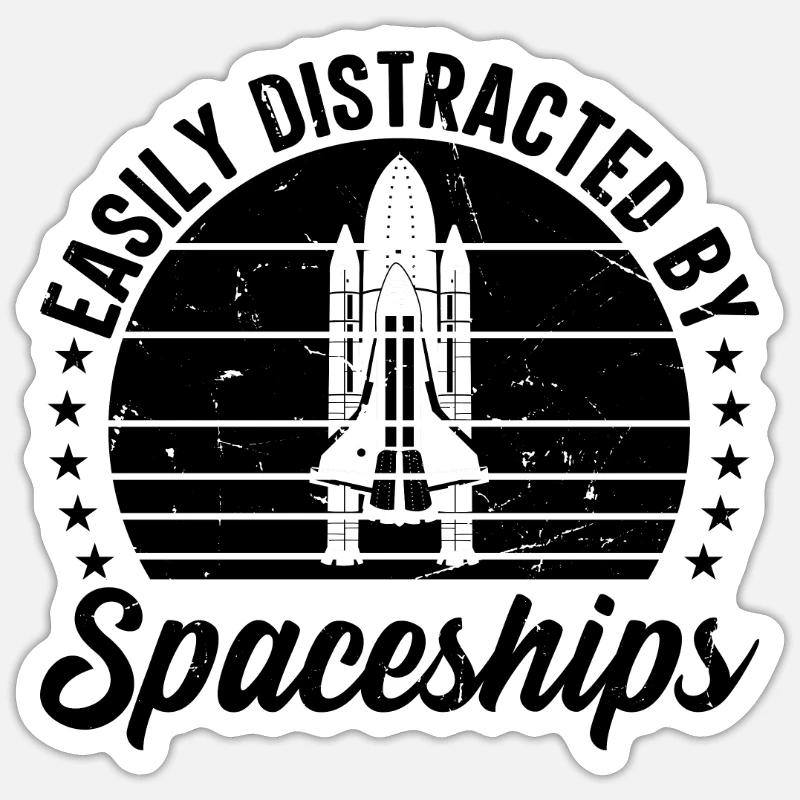 Space Travel Space Ship - Facilement distrait par Spa - Sticker taille S (10 x 10 cm) - blanc mat