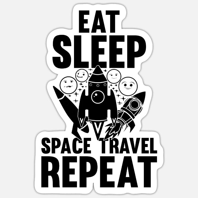 Mangez dormir Voyage dans l’espace Répéter - Space Ship Planets Sticker taille S (10 x 10 cm)