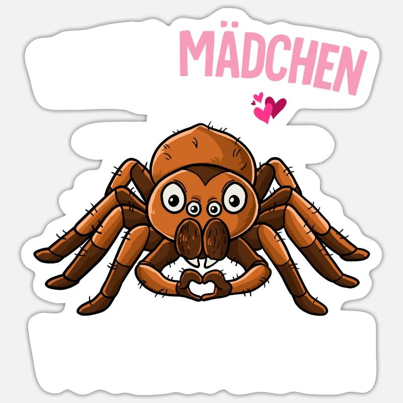 Vogelspinne Mädchen - Sticker Größe S (10 x 10 cm) - Mattweiß