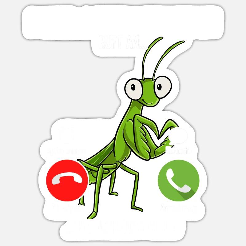 Meine Gottesanbeterin Ruft An - Sticker Größe S (10 x 10 cm) - Mattweiß