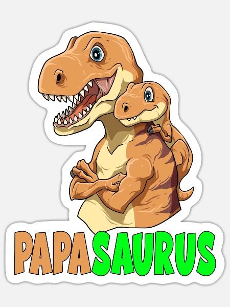 Papasaurus Dino Sohn Papa Vatertag Dinosaurier - Sticker Größe S (10 x 10 cm) - Mattweiß