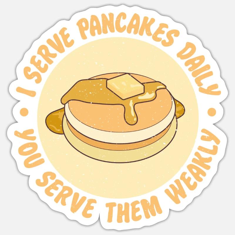 Pancake Lover Cadeau - Sticker taille S (10 x 10 cm) - blanc mat