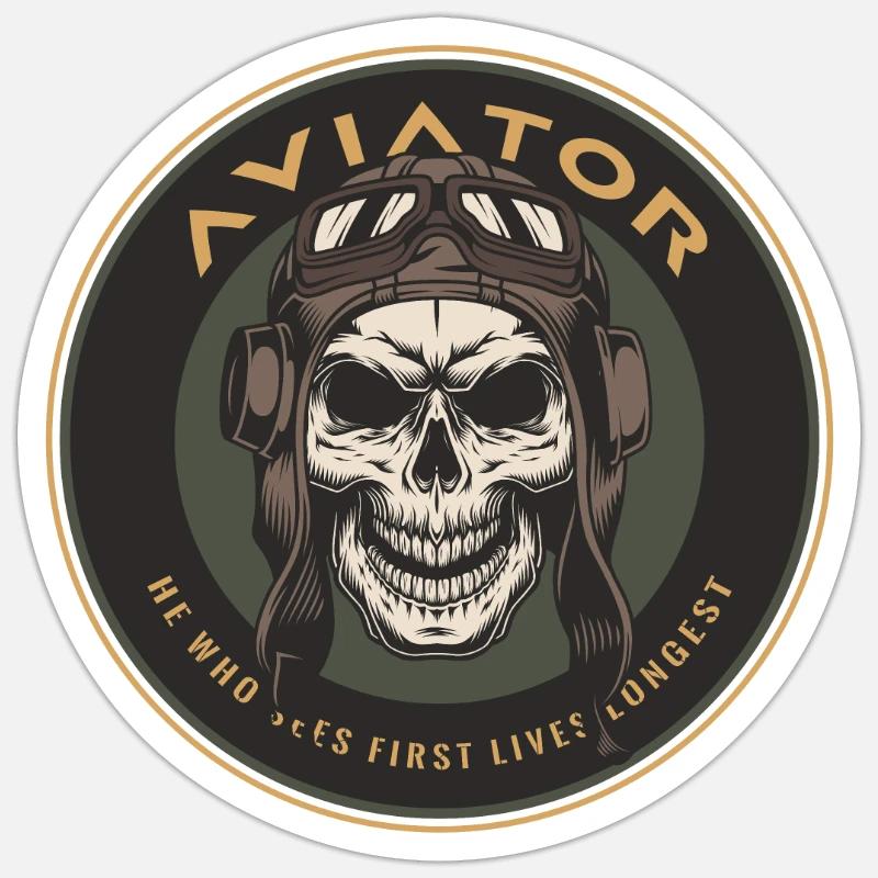 Crâne d’aviateur Sticker taille S (10 x 10 cm)